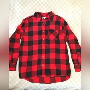 Field & Stream Shirt Mens Medium Red Buffalo Plaid Flannel Button Up Workwear